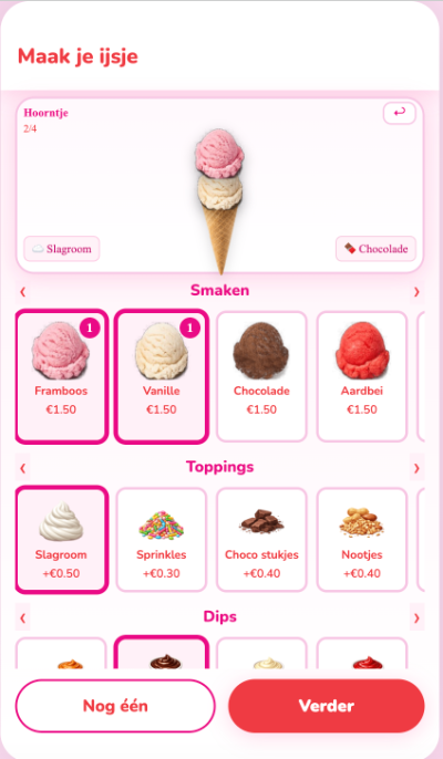 Maak je ijsje — smaken, toppings en dips